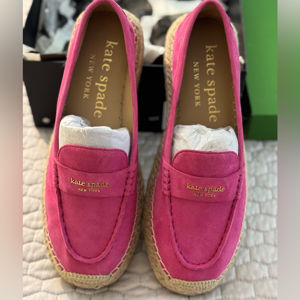 NWT Kate Spade Eastwell Espadrilles Suede/Jute Rhododendron Grove Size 9B